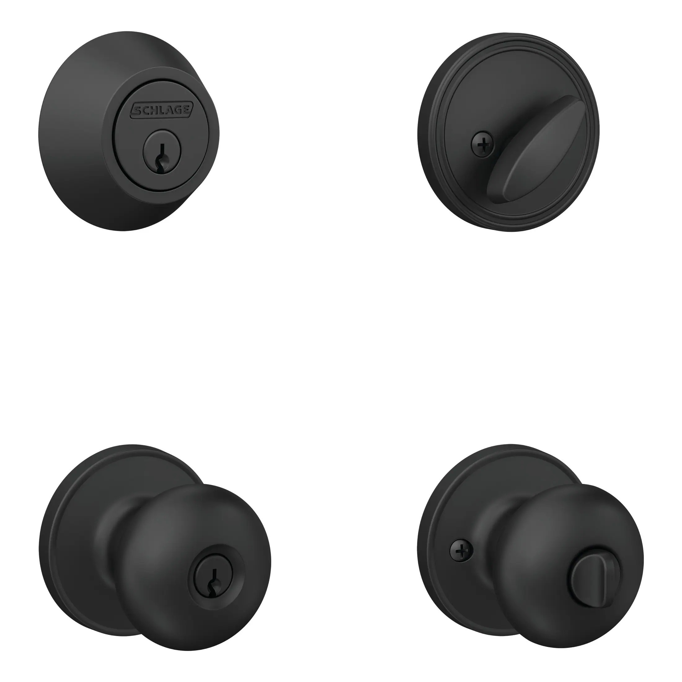 Home Front by Schlage Marwood Matte Black Exterior Single-Cylinder Deadbolt and Keyed Entry Door Knob Combo Pack | UC60 V MRW 622 | Lowe's