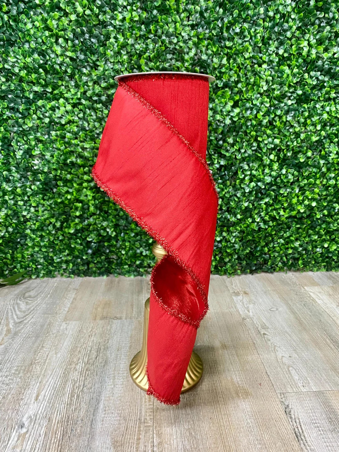 4” Red Metallic Edge Fused Dupion Ribbon ~ 10 Yards - Etsy | Etsy (US)