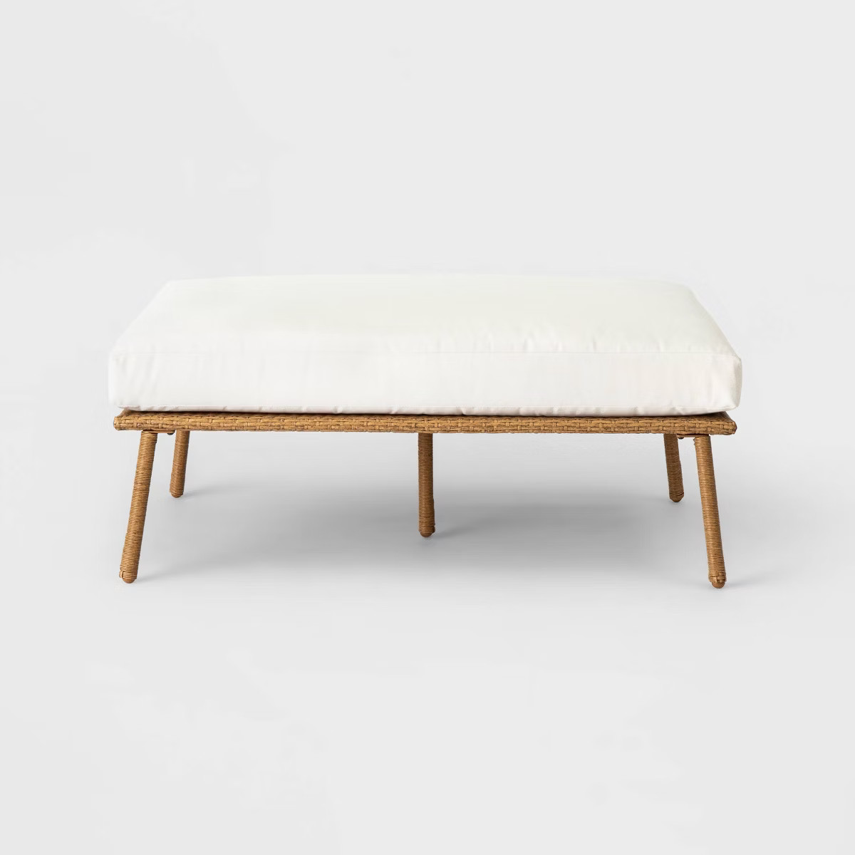 Britanna Oversized Patio Ottoman Linen Natural Wood/Off-White - Threshold™ | Target