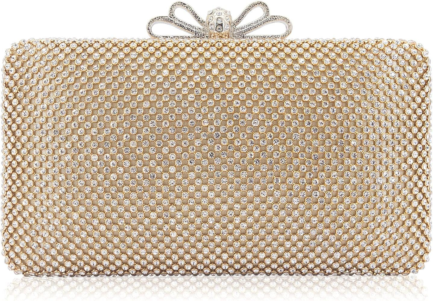 Dexmay Bling Rhinestone Crystal Clutch Purse Bow Clasp Women Evening Bag for Bridesmaid Wedding P... | Amazon (US)