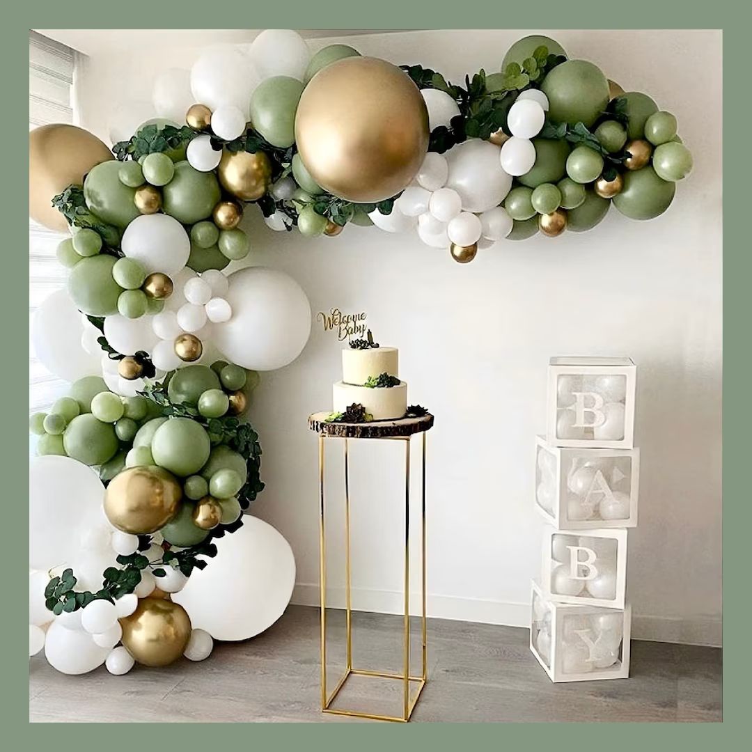 DIY Eucalyptus Green, White, and Gold Balloon Garland Kit, Baby Shower, Bridal Shower, Birthday, ... | Etsy (US)