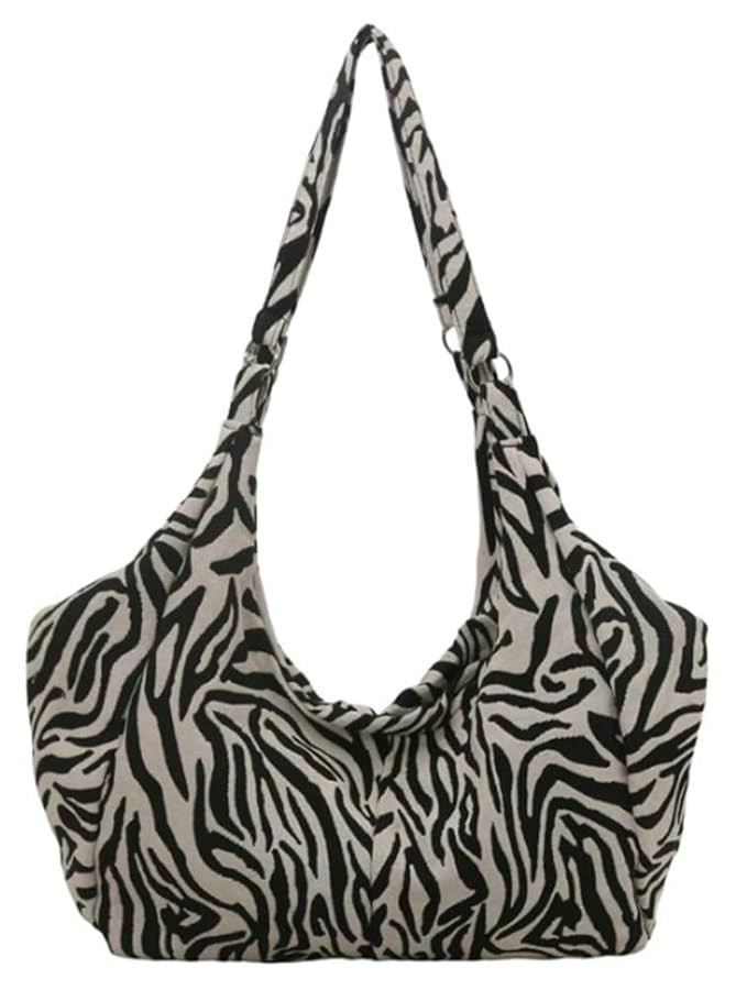 Slouchy Shoulder Bag for Women Trendy Zebra-print Tote Handbag Y2k Purse Top Handle Underarm Bags... | Amazon (US)