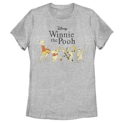 Women's Winnie the Pooh Music Parade  T-Shirt - Athletic Heather - X Large | Target