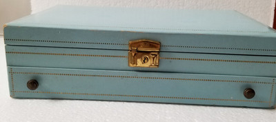 Vintage Mele Jewelry Box Light Blue Tiered Velvet Lined Hooks | eBay US