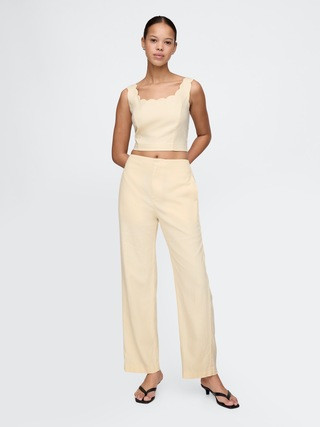 Linen-Blend Relaxed Straight Ankle Pants | Gap (US)