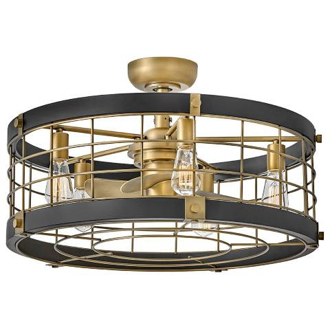27" Hinkley Bryce Heritage Brass LED Fandelier Ceiling Fan with Remote | Lamps Plus