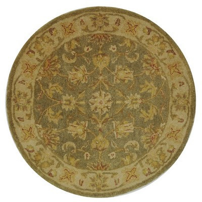Antiquity AT313 Hand Tufted Area Rug - Green/Gold - 3'6" round - Safavieh. | Target