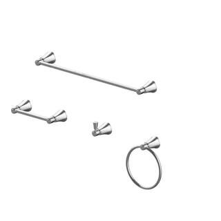 Melina 4-Piece Bath Hardware Set with 24 in. Towel Bar, TP Holder, Towel Ring and Robe Hook in Po... | The Home Depot