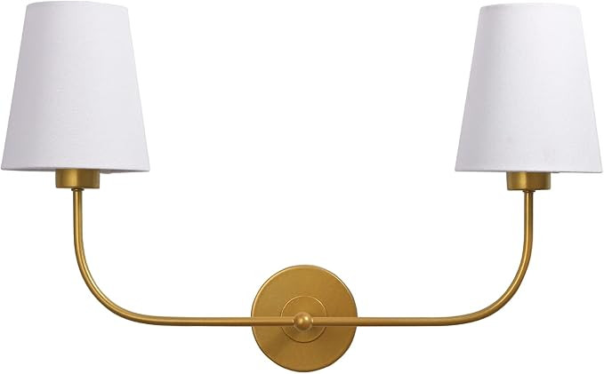 LEGELUX 2-Light Vintage Industrial Wall Sconce Antique with Flared Funnel Linen Beige Fabric Shad... | Amazon (US)
