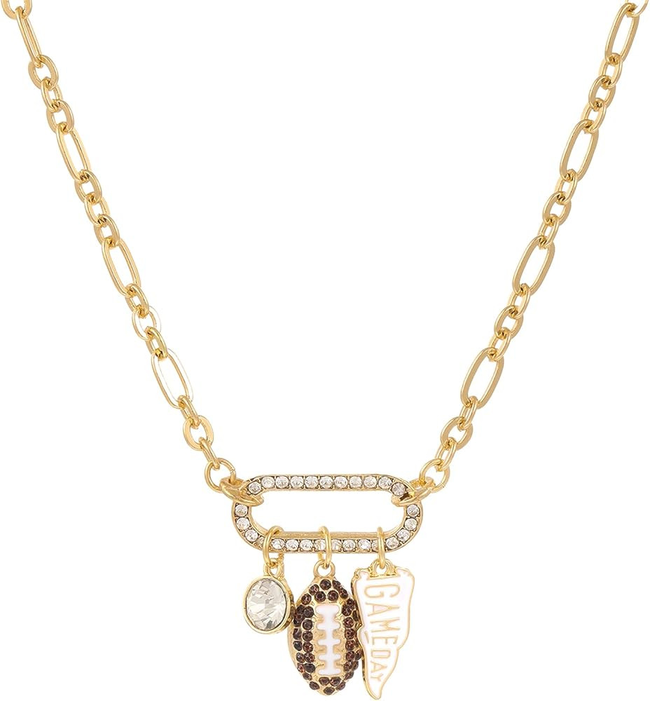 Madison Tyler Football Pendant Necklace for Women | Sport Gold Plated Adjustable Chain Necklace |... | Amazon (US)