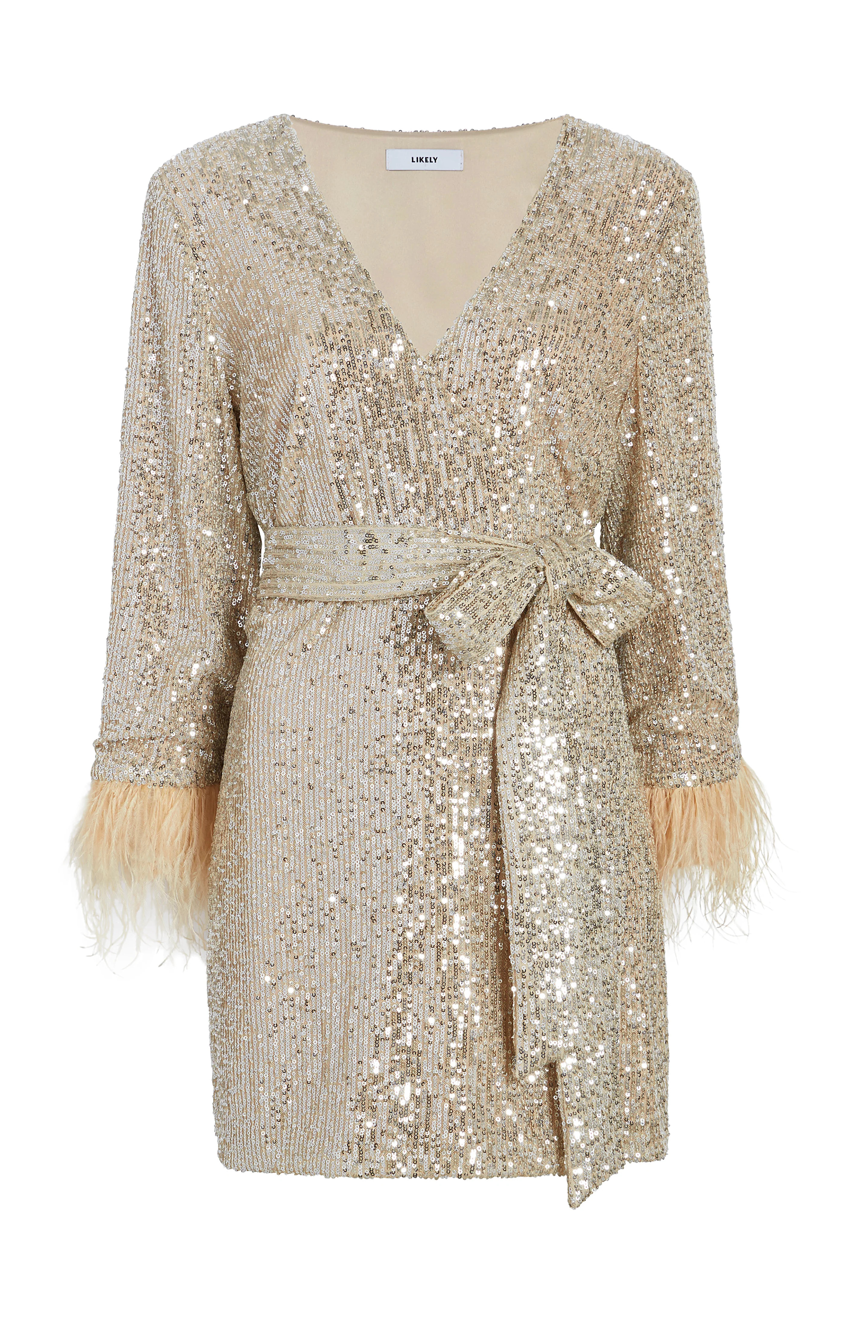 Feather Lange Dress 4 / Champagne | LIKELY