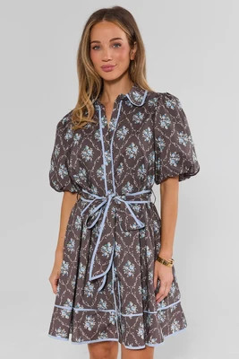 Regan Brown Floral Print Short Dress | Avara