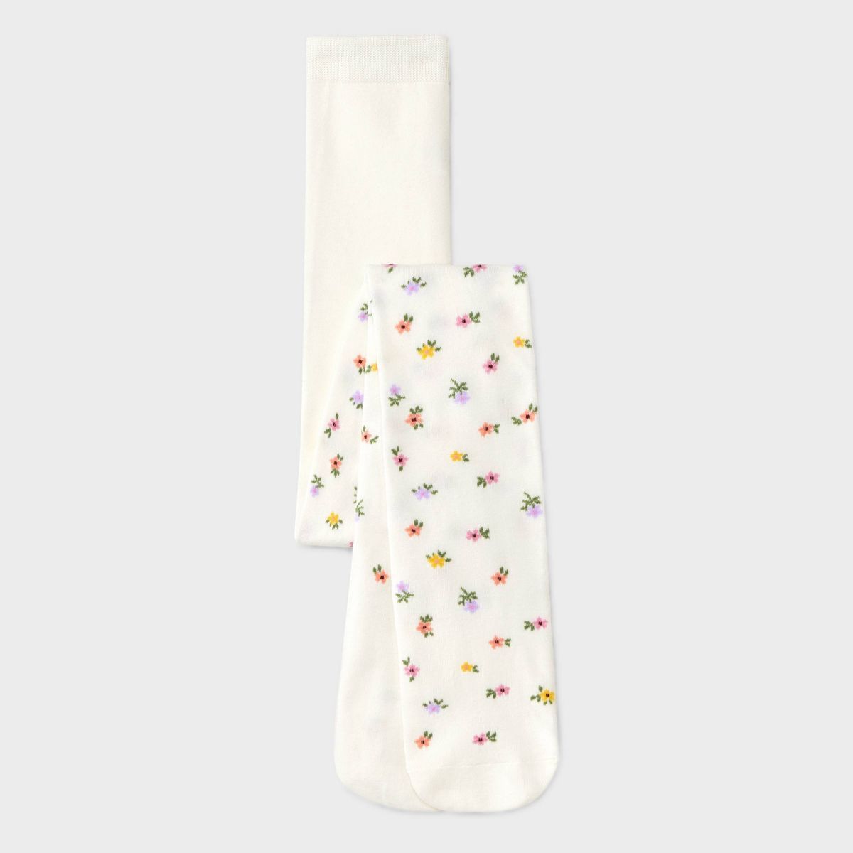Girls' 'Floral' Cotton Tights - Cat & Jack™ White S | Target