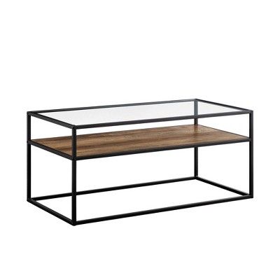 Modern Reversible Open Shelf Coffee Table Rustic Oak/Stone Gray - Saracina Home | Target