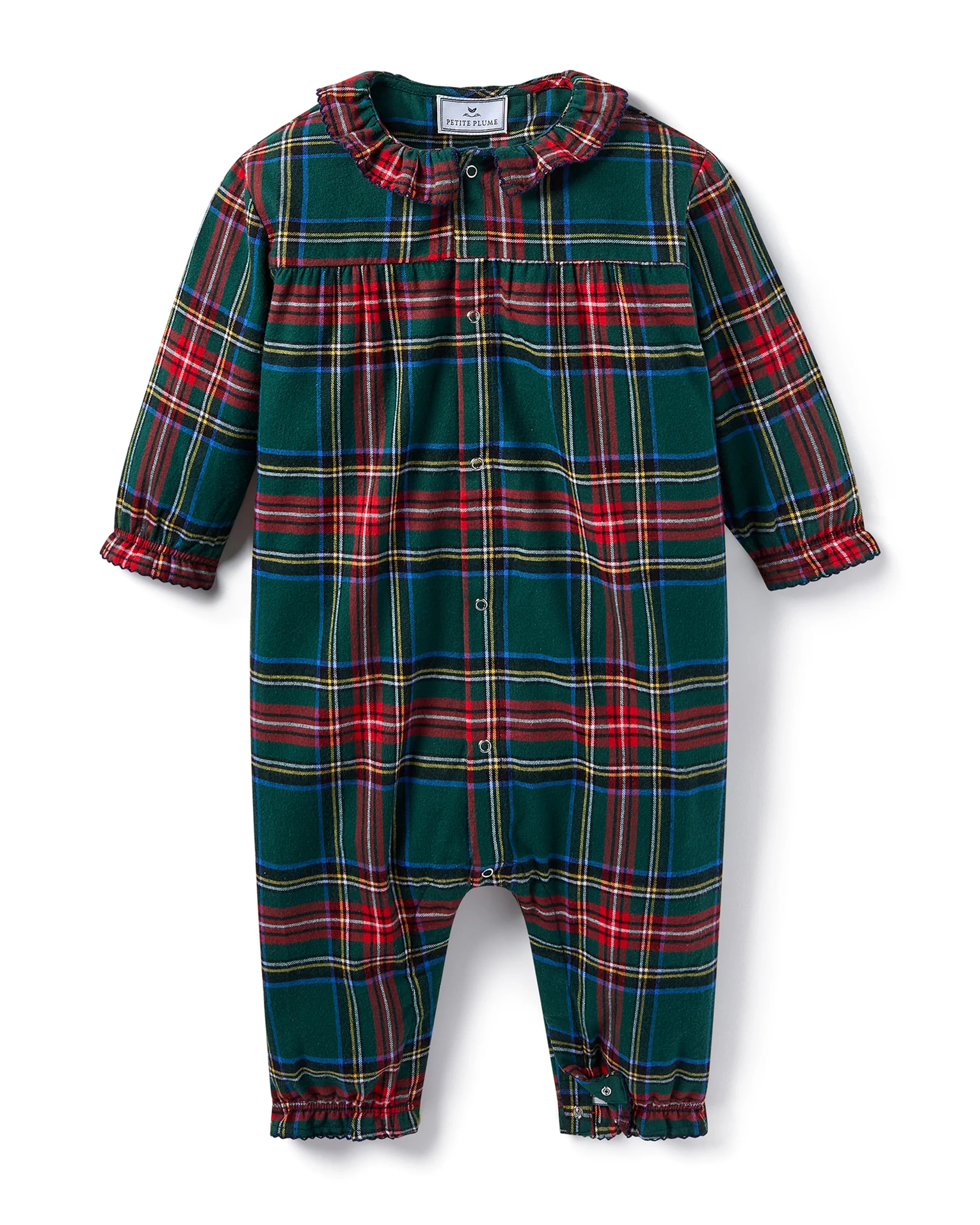 Baby's Brushed Twill Madeline Romper in Kensington Tartan | Petite Plume