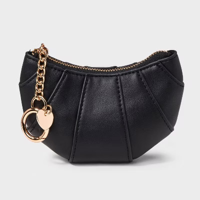 Croissant Clip On Pouch - A New Day™ Black: Solid Coin Purse, Unstructured Design | Target
