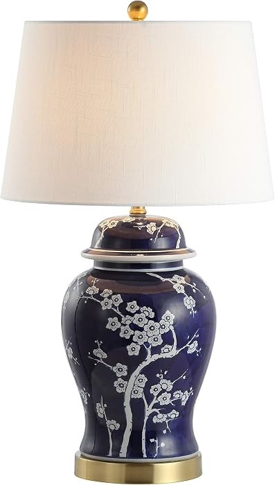 JONATHAN Y Gracie Ceramic Ginger Jar Table Lamp 29.5", White/Navy | Amazon (US)
