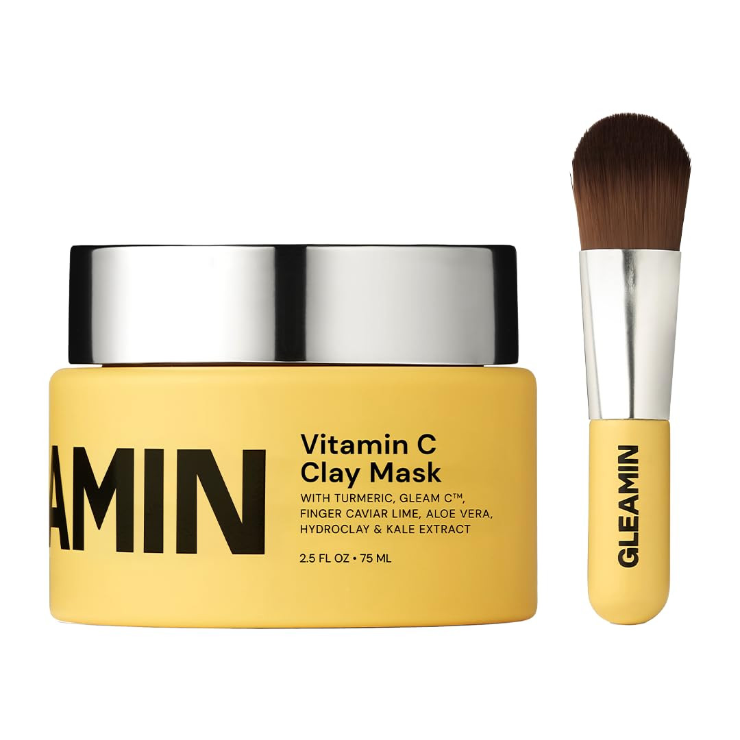 Gleamin Vitamin C Treatment Clay Mask - Turmeric Clay Face Mask Skin Care, Deep Cleansing Pores - Facial Improves Uneven Tone, Post-Blemish, Visibly Brighten, Scarring and Texture - 2.5 Oz | Amazon (US)