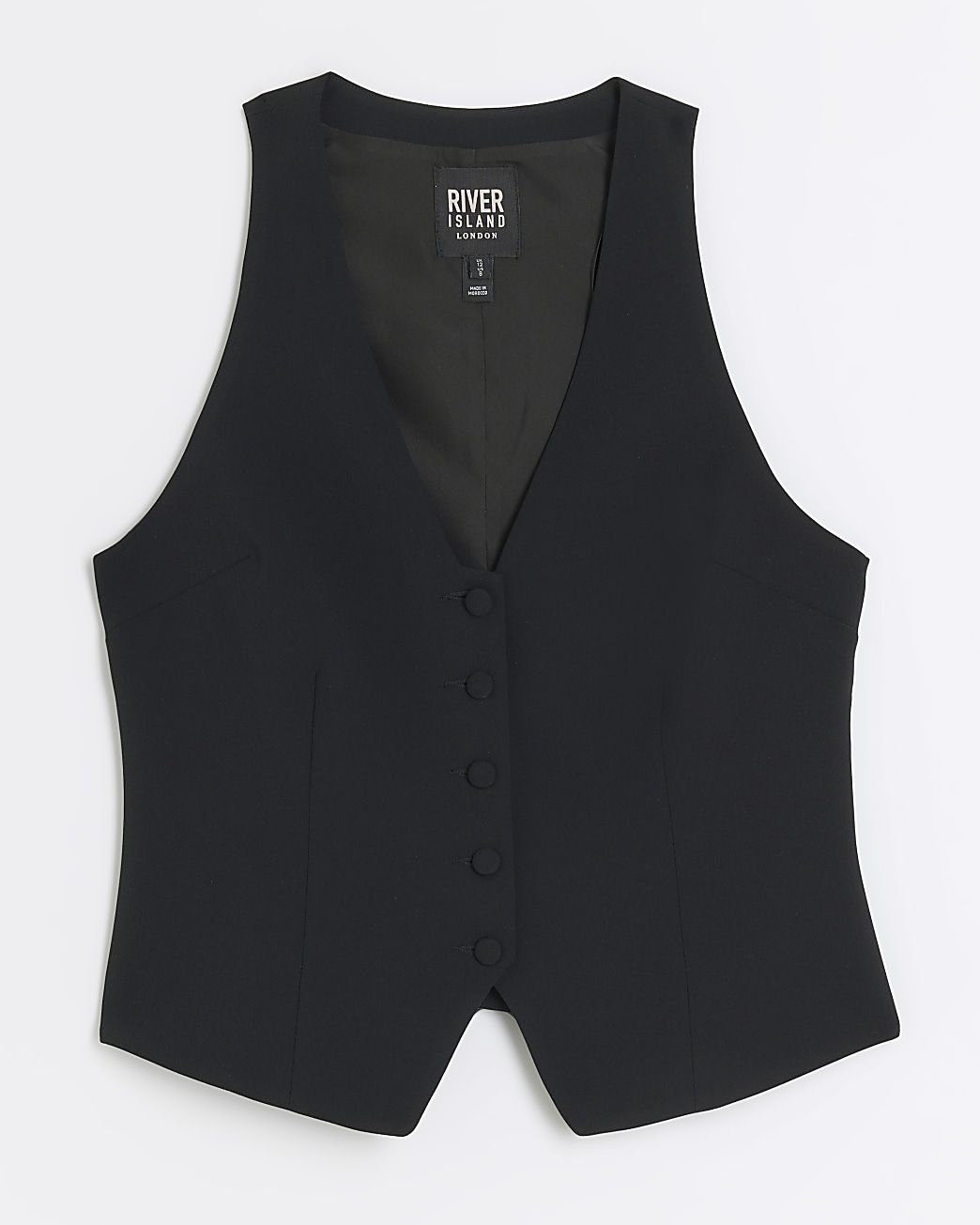 Black button front waistcoat | River Island (UK & IE)