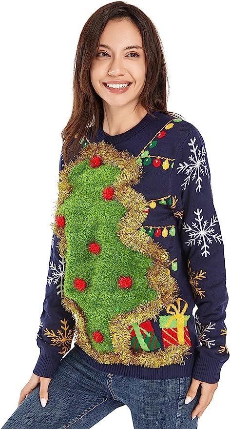 Women's LED Ugly Sweater Unisex Christmas Knit Funny Light-up Flashing Pullover for Party | Amazon (US)