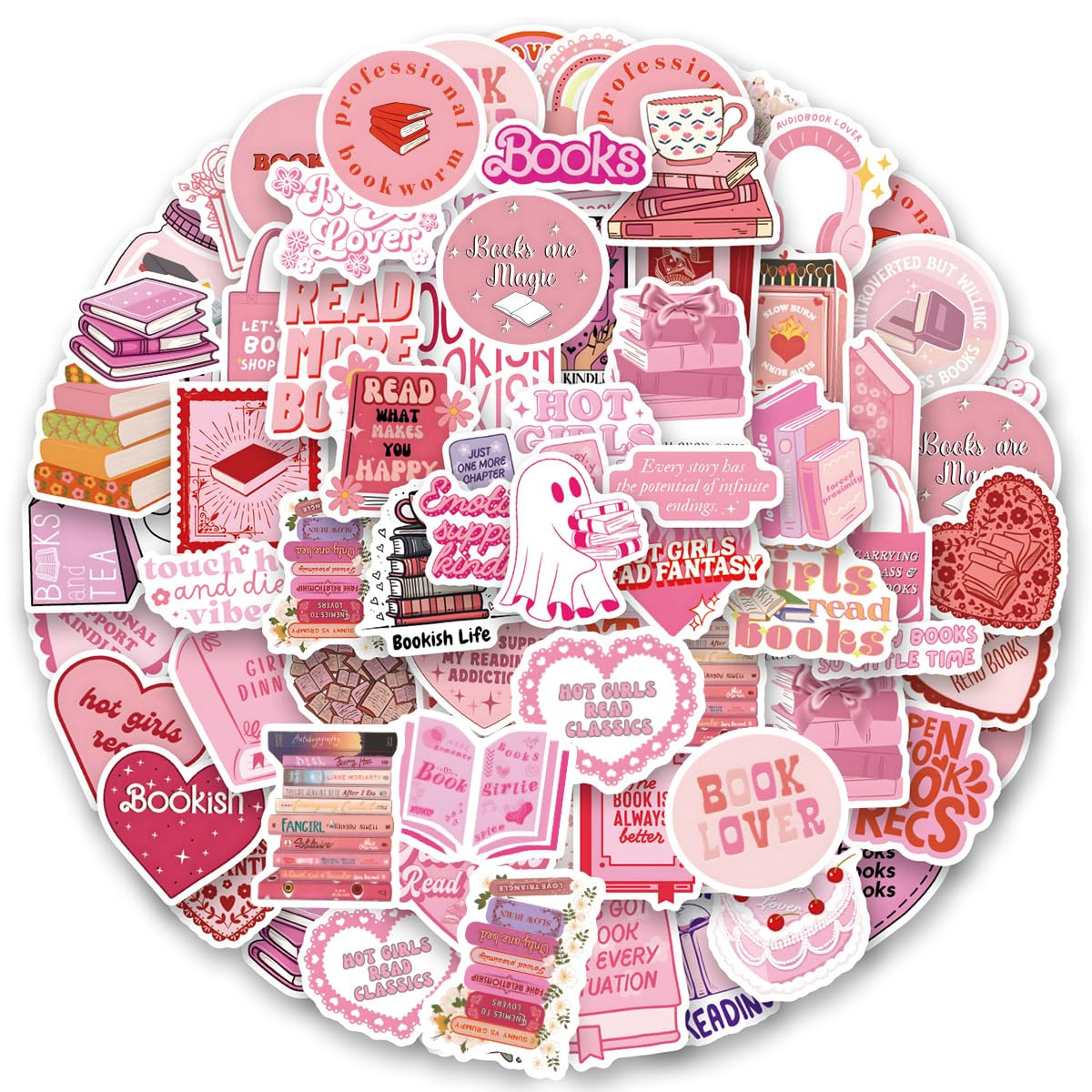 120 PCS Bookish Stickers,Pink Book Stickers for Kindle,Booktok Reading Stickers,Aesthetic Kindle ... | Amazon (US)