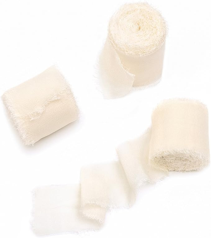 Ling's moment Handmade 1.5" Chiffon Silk-Like Ribbon Frayed Edges Ribbon for Wedding Flatlays Inv... | Amazon (US)