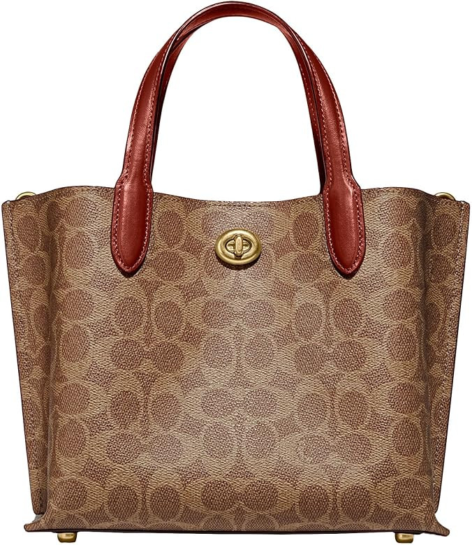 Coach Coated Canvas Signature Willow Tote 24, Tan/Rust | Amazon (US)