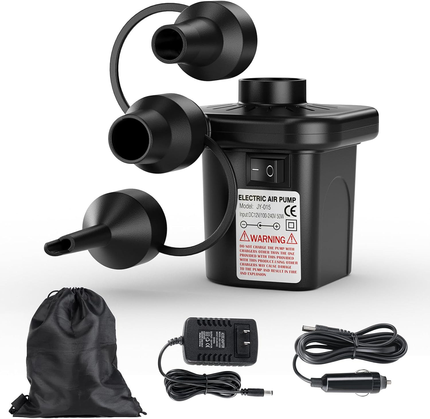 Electric Air Pump for Inflatables,Portable Quick-Fill Air Pump with 3 Nozzles,110V AC/12V DC,Inflator & Deflator Pumps for Outdoor Camping,Air Mattress Beds,Boats,Inflatable Cushion,Couch,Pool Floats | Amazon (US)