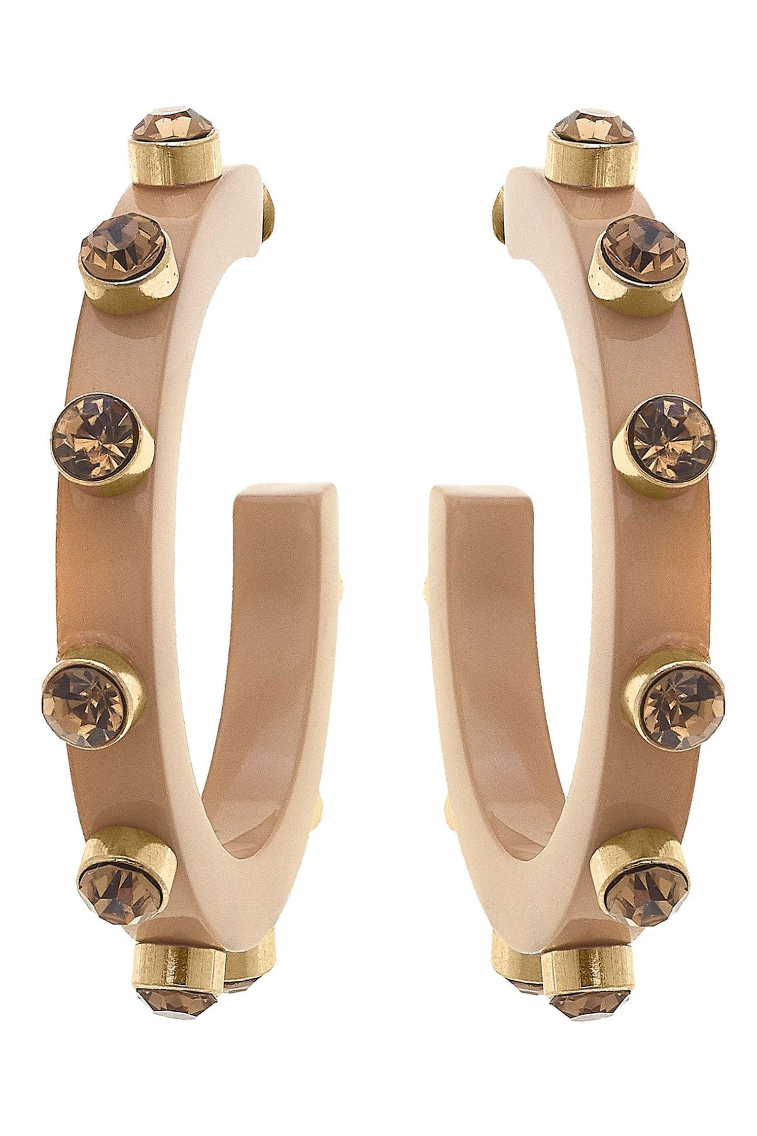 Renee Resin and Rhinestone Hoop Earrings In Cocoa | Verishop