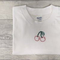 Hand Embroidered Cherry T-Shirt | Etsy (CAD)