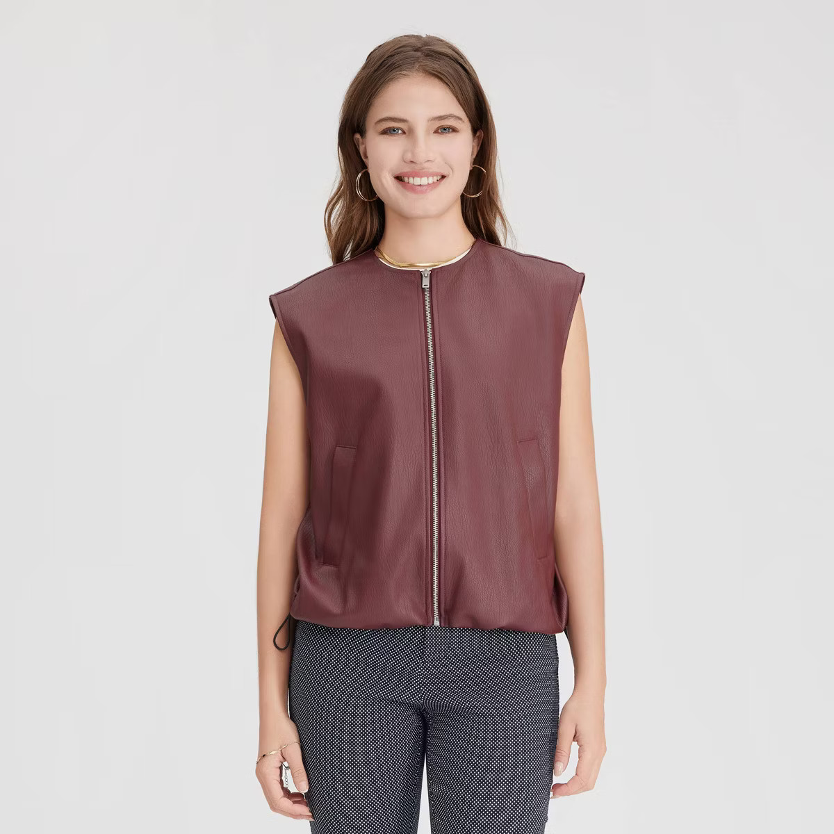 Women's Faux Leather Zip-Front Vest - A New Day™ | Target