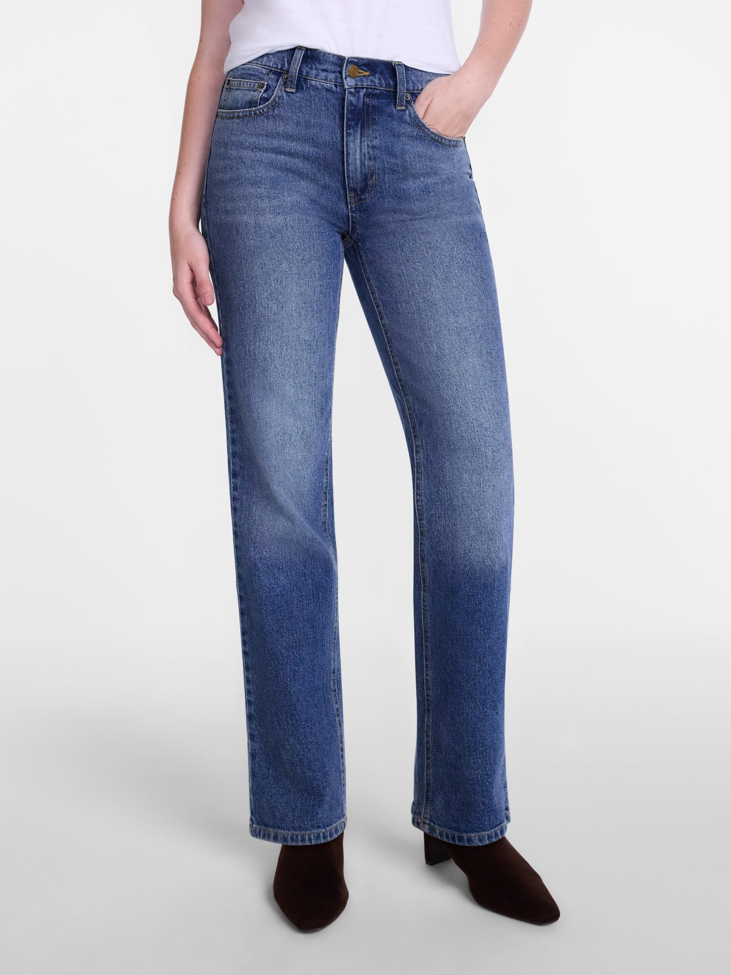 Scenario Women's High Rise Straight Leg Jeans, 30" Inseam, Sizes 0-20 | Walmart (US)