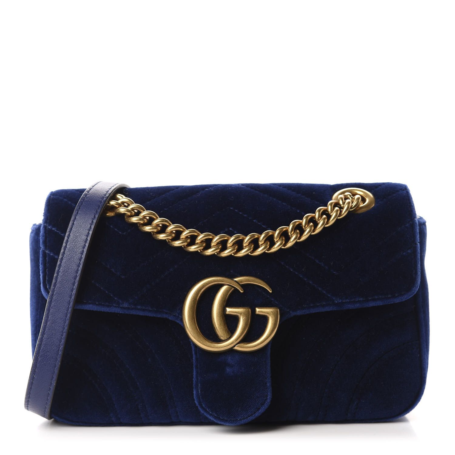 GUCCI

Velvet Matelasse Mini GG Marmont Shoulder Bag Cobalt Blue | Fashionphile