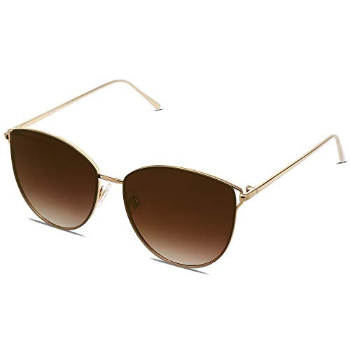 SOJOS Mirrored Flat Lens Fashion Sunglasses for Women SJ1085 Gold Frame/Gradient Brown Lens | Amazon (US)