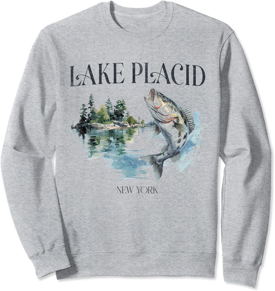 Lake Placid Mountains New York Hiking Outdoors Vintage Sweatshirt | Amazon (US)