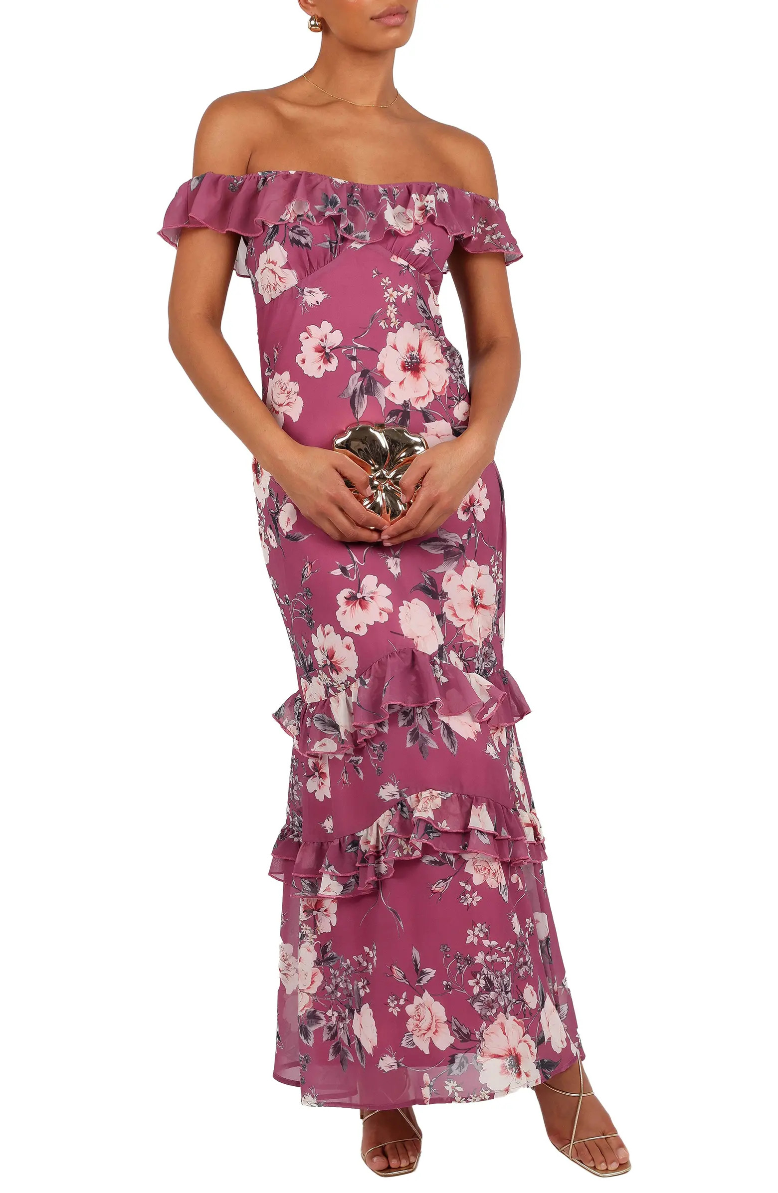 Irelynn Ruffle Convertible Floral Maxi Dress | Nordstrom