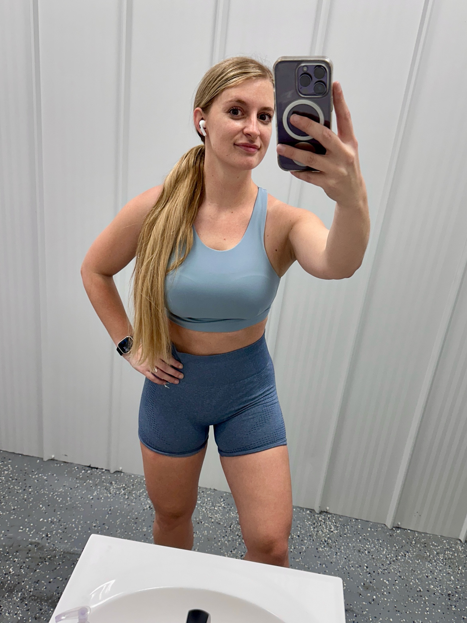 This long line bra by Lululemon is so comfy and I don’t feel half naked wearing it. 😅 Paired with my favorite Gymshark shorts for a blue mood 🩵

#LTKfitness #LTKActive #LTKmidsize