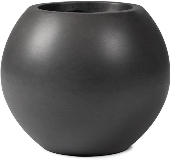 Ash & Ember Onyx 16" D Ceramic Indoor Outdoor Round Sphere Planter, Charcoal, Home Décor Evergre... | Amazon (US)