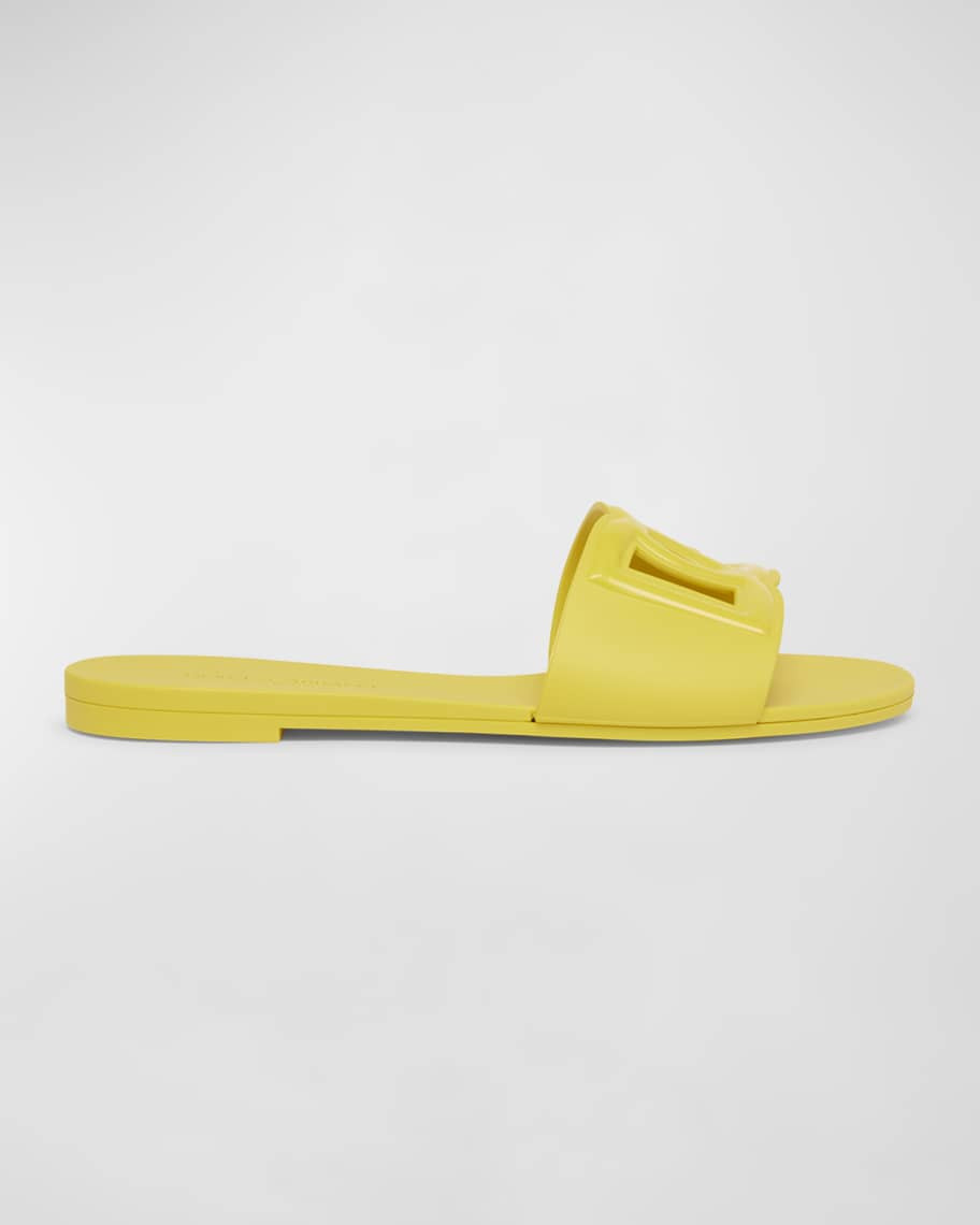 Dolce&Gabbana Cut-Out DG Rubber Sandals | Neiman Marcus