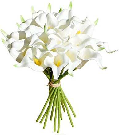 Mandy's 20pcs Milk White Artificial Calla Lily Flowers 13.4" for Home Kitchen & Wedding Decoratio... | Amazon (US)