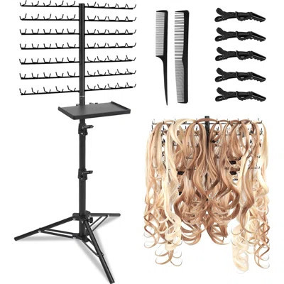 140-Peg Braiding Hair Rack Standing, Height Adjustable Hair Extension Holder With Salon Tray, Hair Separator Stand For Hairstylist Braiders | Wayfair North America