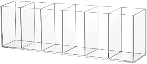 Jetec Acrylic Pencil Holder 6 Compartments Pen Holder Stationery Organizer Makeup Storage Box for... | Amazon (US)