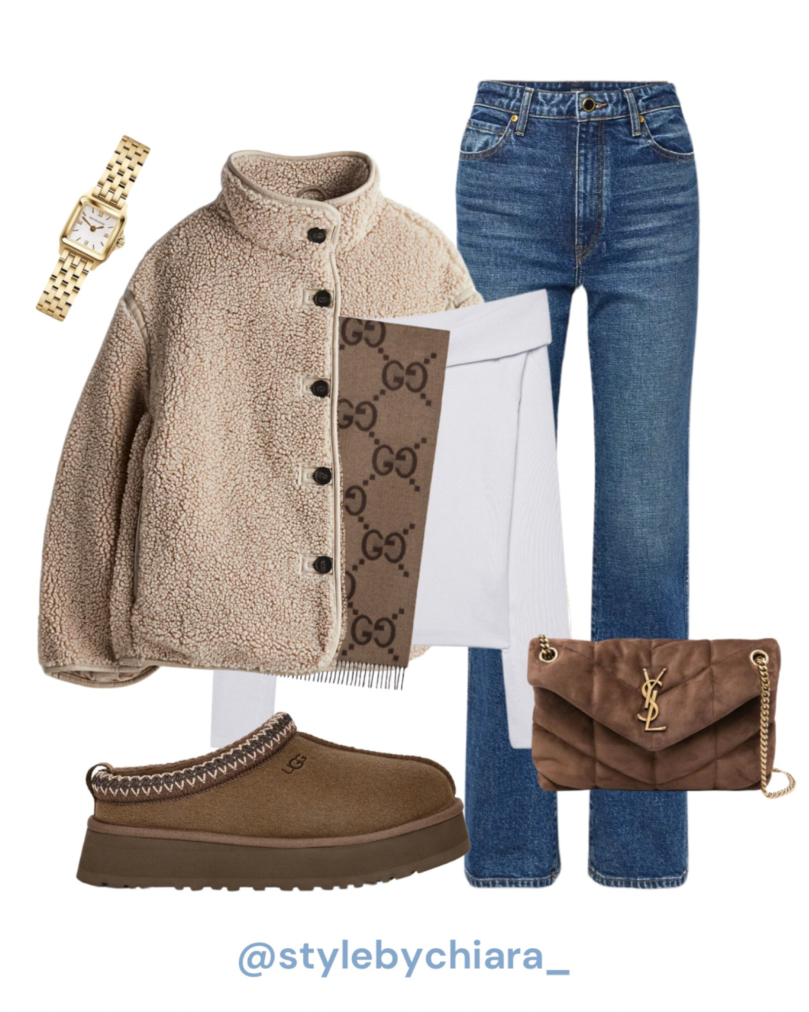 Cosy season🐻
Tags: teddy jacket h&m blue jeans khaite white off shoulder top stradivarius ugg tazz hickory gucci scarf golden watch autumn outfit

#LTKautumn #LTKeurope #LTKluxury