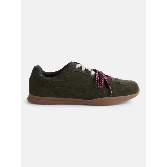 No Boundaries Women's Faux Suede Double Lace Sneakers | Walmart (US)
