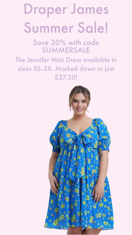 Draper James sale! Save 30% on sale items with code SUMMERSALE! The Jennifer Mini Dress available in sizes XS-3X. Marked down to just $27.30!

#LTKPlusSize #LTKSaleAlert #LTKFindsUnder50