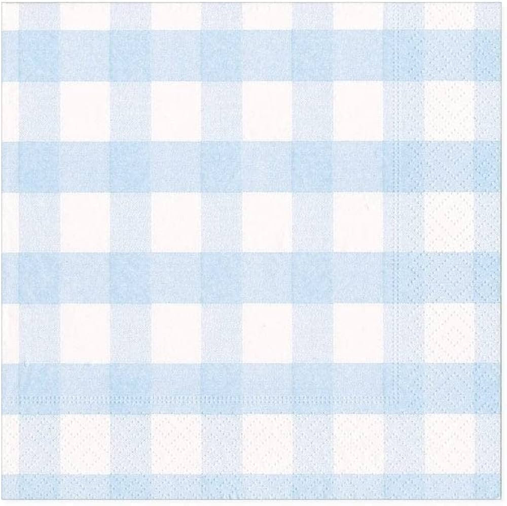 Caspari Gingham Paper Cocktail Napkins in Light Blue, 20 Per Package | Amazon (US)