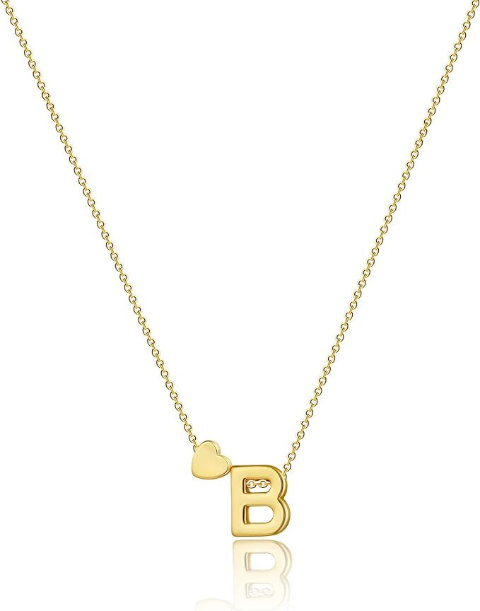 JECOMY Dainty Initial Necklaces for Women 14K Gold Plated Heart Letter Necklace Personalized Init... | Amazon (US)