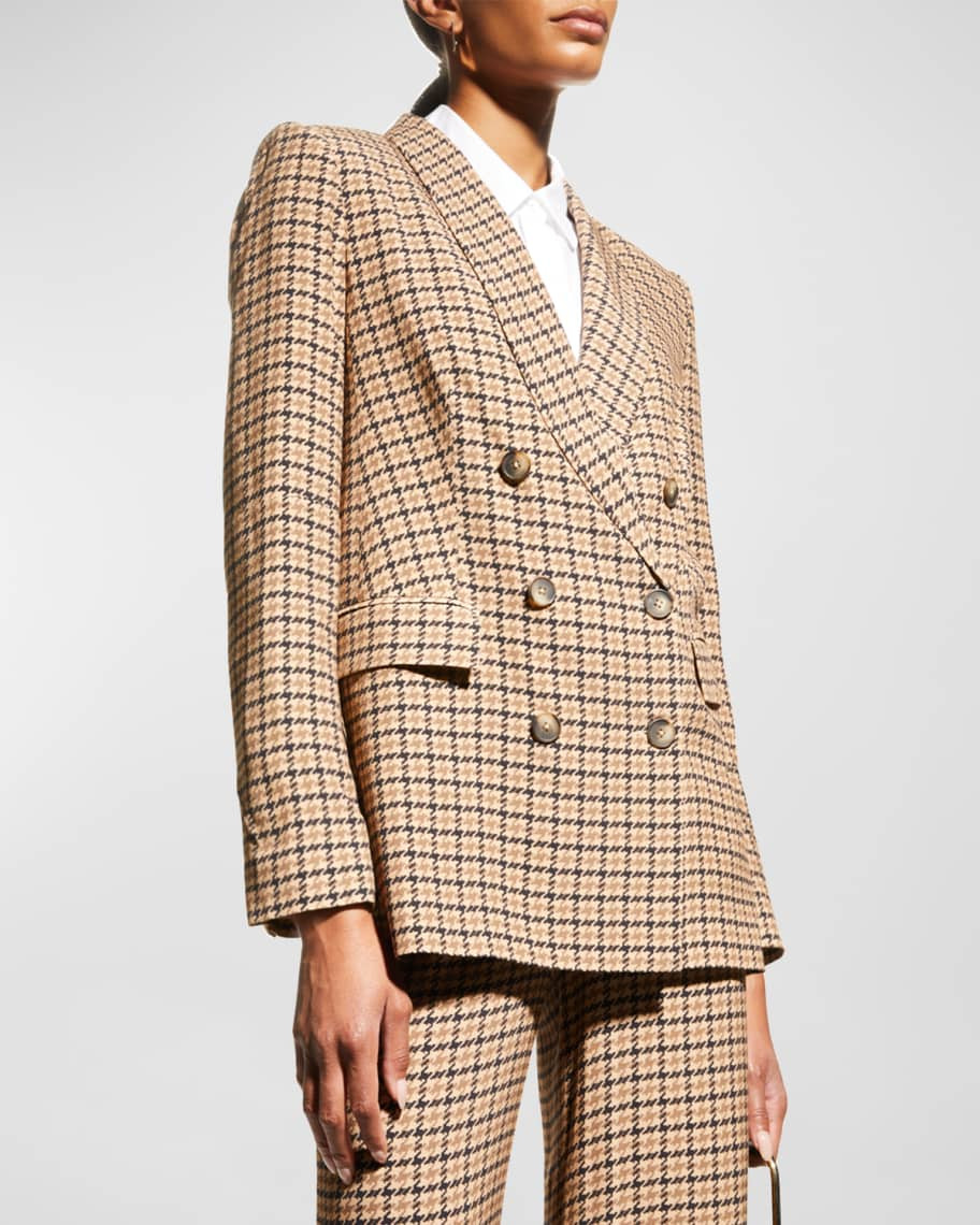 L'Agence Jayda Houndstooth Double-Breasted Blazer | Neiman Marcus