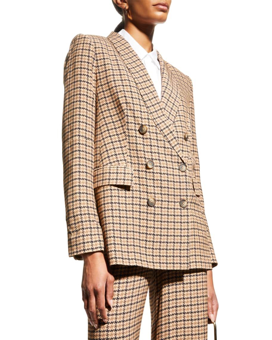 L'Agence Jayda Houndstooth Double-Breasted Blazer | Neiman Marcus