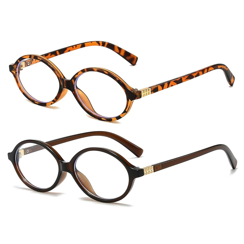 LJCZKA Oval Blue Light Glasses for Women Men Computer Glasses Oval Frame Anti Eyes Strain Headach... | Amazon (UK)